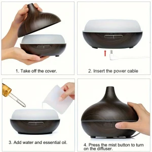 550ML Essential Oil Aroma Diffuser with 6-Bottle 10ml Oil Set